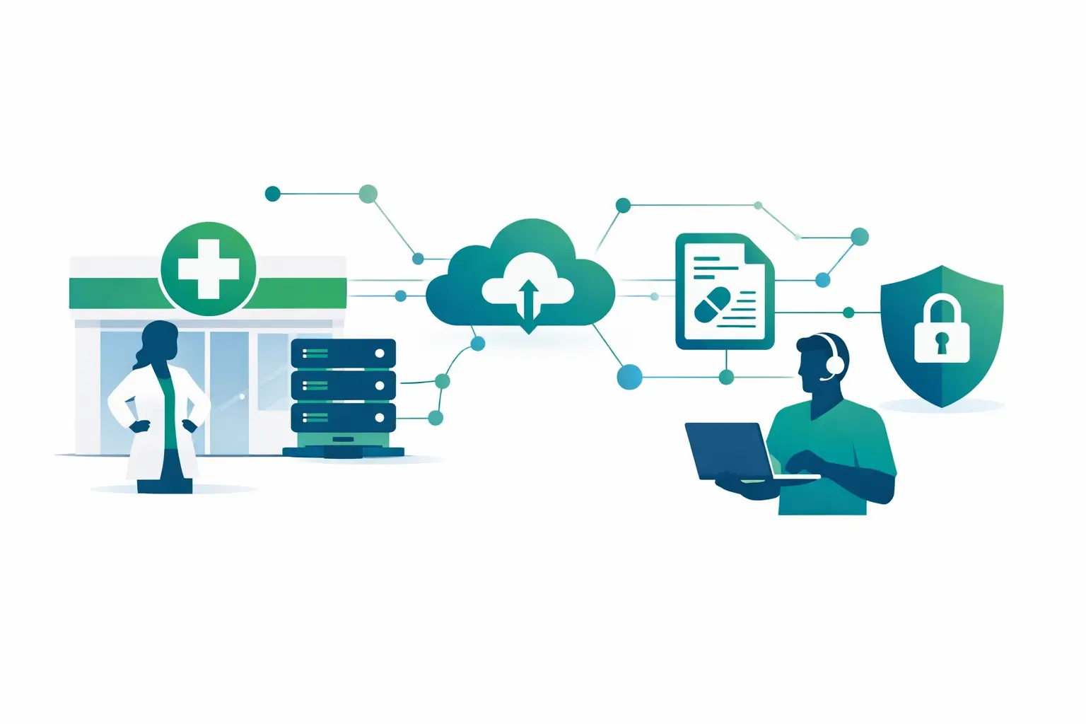 Apotheke mit IT-Anbindung: Telematikinfrastruktur, Cloud, E-Rezept, IT-Support und Datensicherheit im Zusammenspiel
